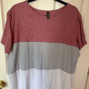 Casual Color Block Top - Red, Gray, and White